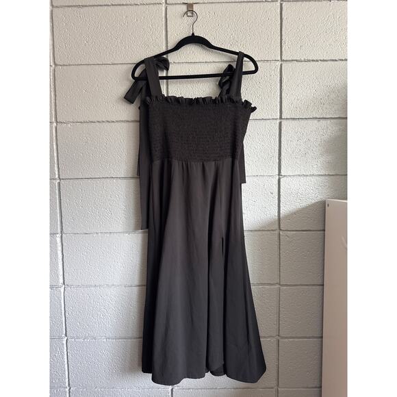 Women's House of CB Carmella Black Shirred Midi Sundress sz L Plus Cup Coquette - Picture 2 of 5